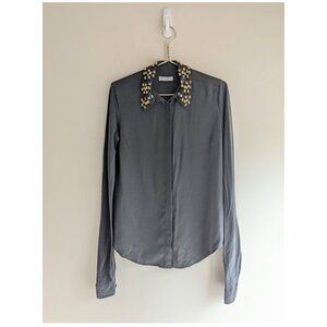Equipment Bedazzled Collar Silk Button Down Shirt